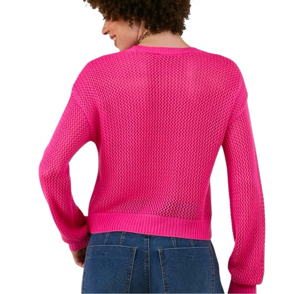 B flawless pink Heart Mesh Sweater - Picture 4 of 8